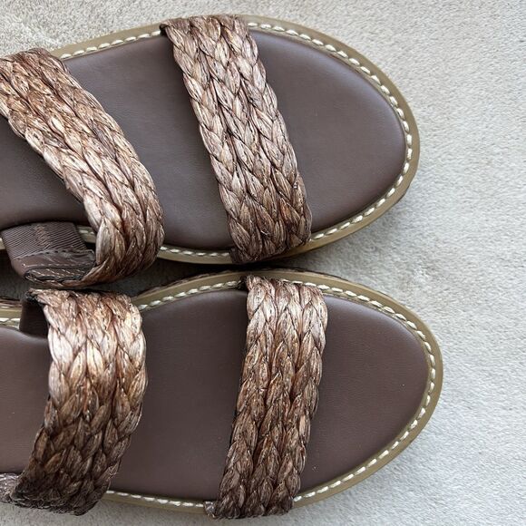 Splendid Goldi Braided Espresso Brown Raffia Sandals Women 9 Platform Wide Strap - Picture 10 of 16